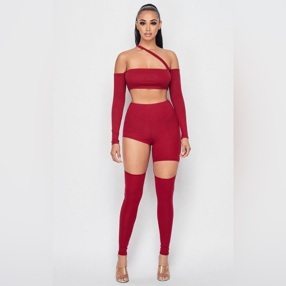 Sexy Cut-Out 2pc Set-Red